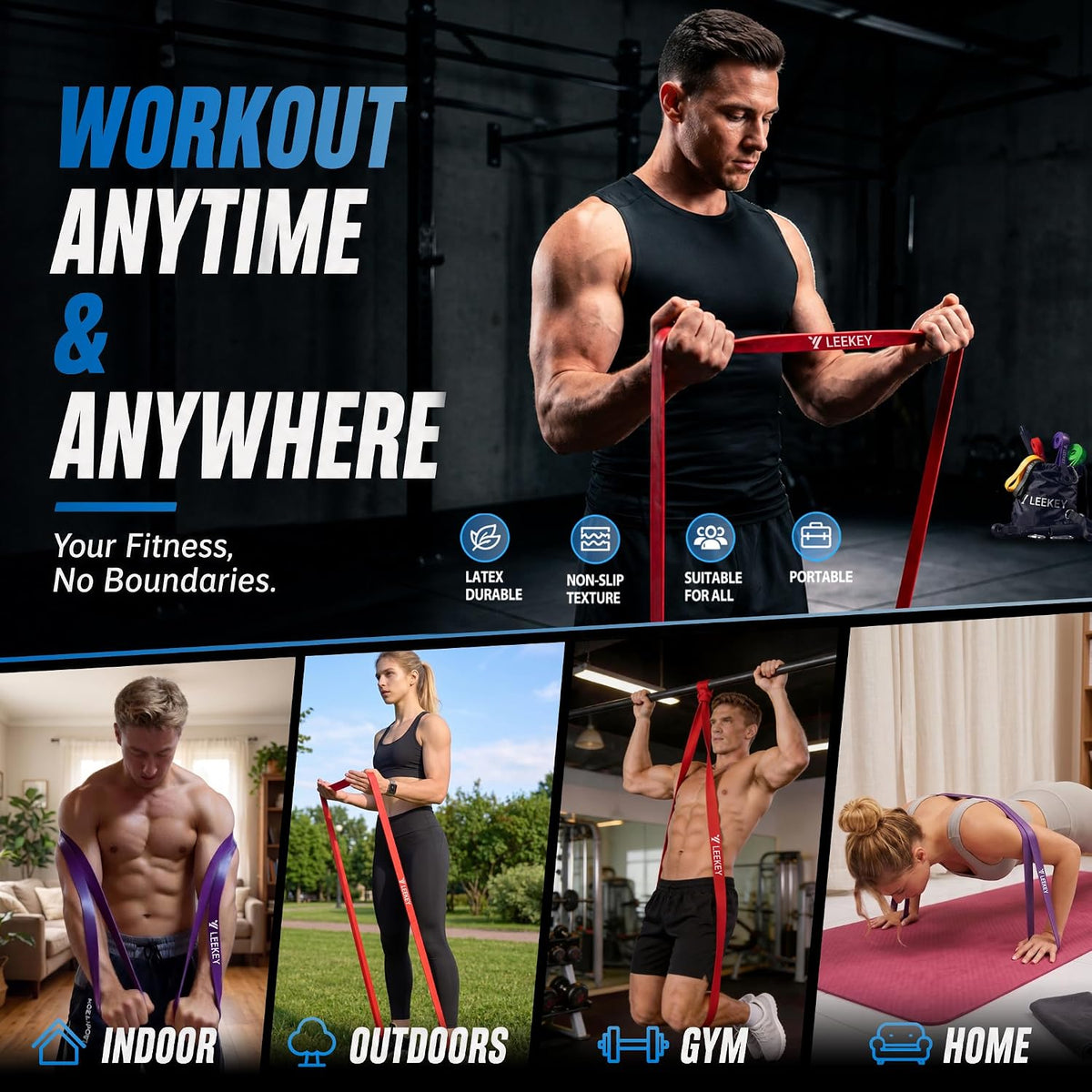 Pull Up Assistance Bands,Muit Levels Resistance Bands for Senior/Adults,Exercise Bands with Door Anchor, Strength