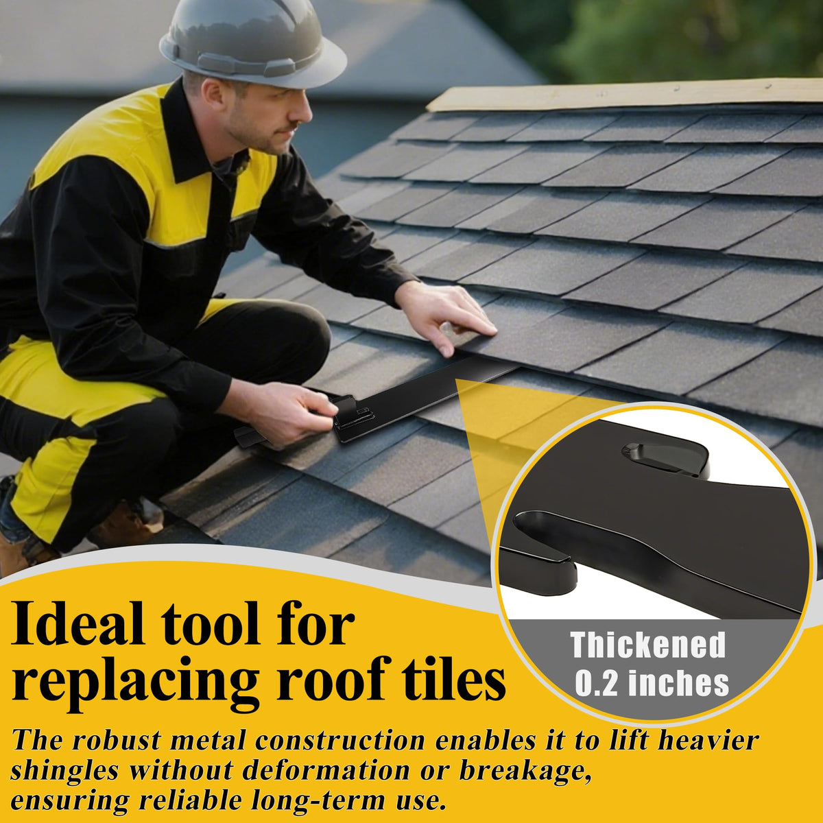 17" Shingle Slater Ripper with Claw Nail Puller End, High Quality Metal Roof Shingle Removal Tool with Bow-Type Rubbe