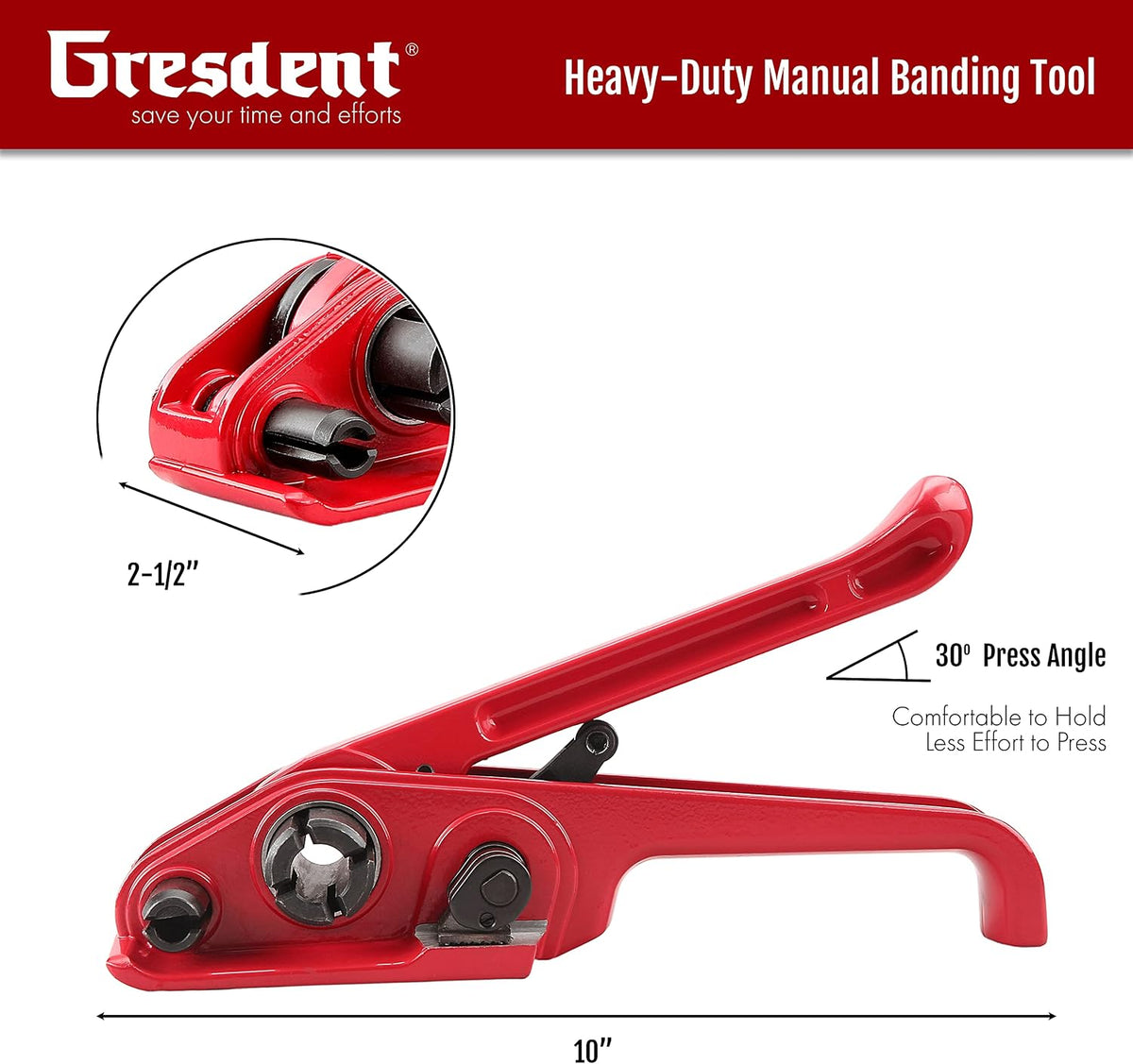 Poly Strapping Tensioner & Cutter Manual Banding Tools Windlass for 1/2" -3/4" Width Polyester Polyproplyn