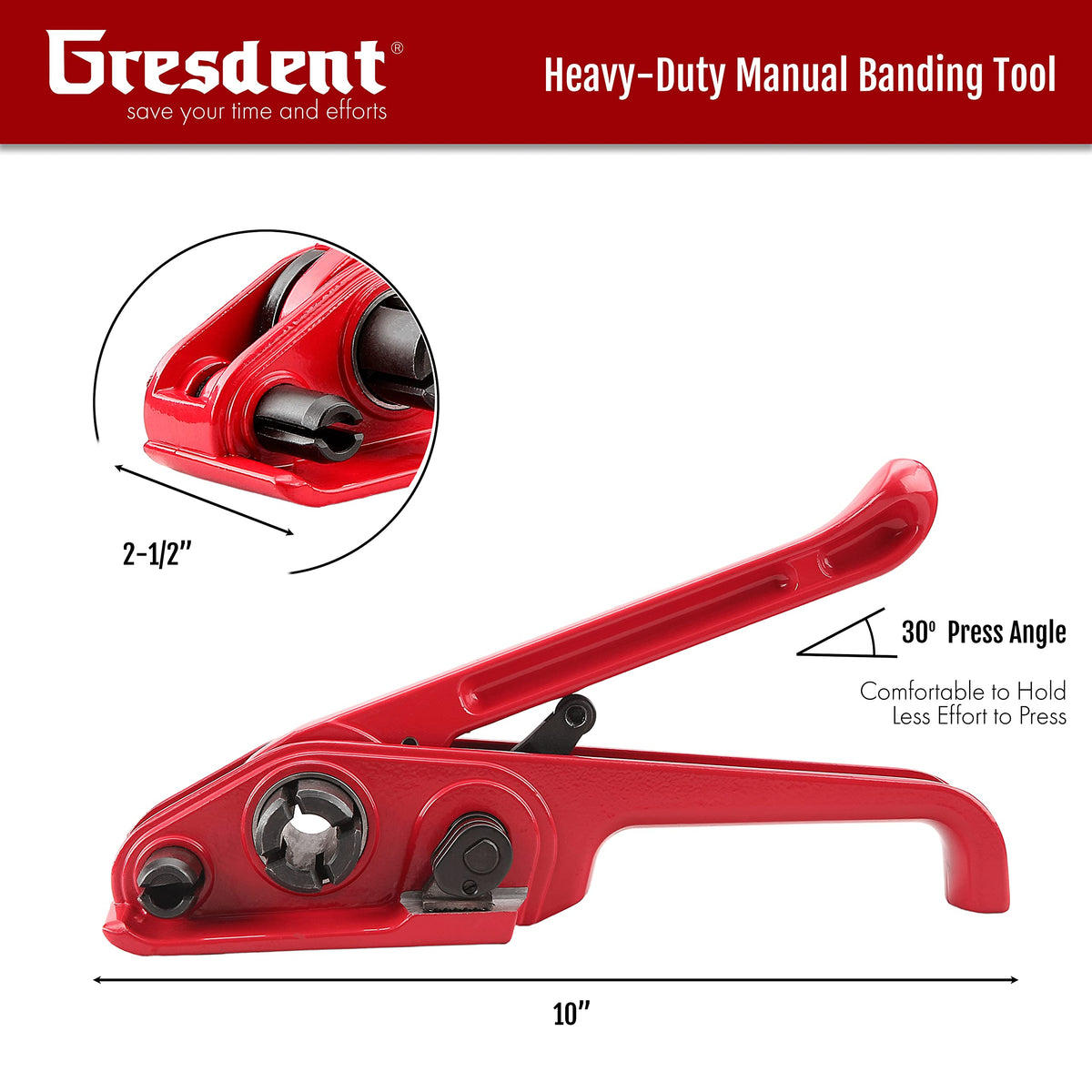 Poly Strapping Tensioner & Cutter Manual Banding Tools Windlass for 1/2" -3/4" Width Polyester Polyproplyn