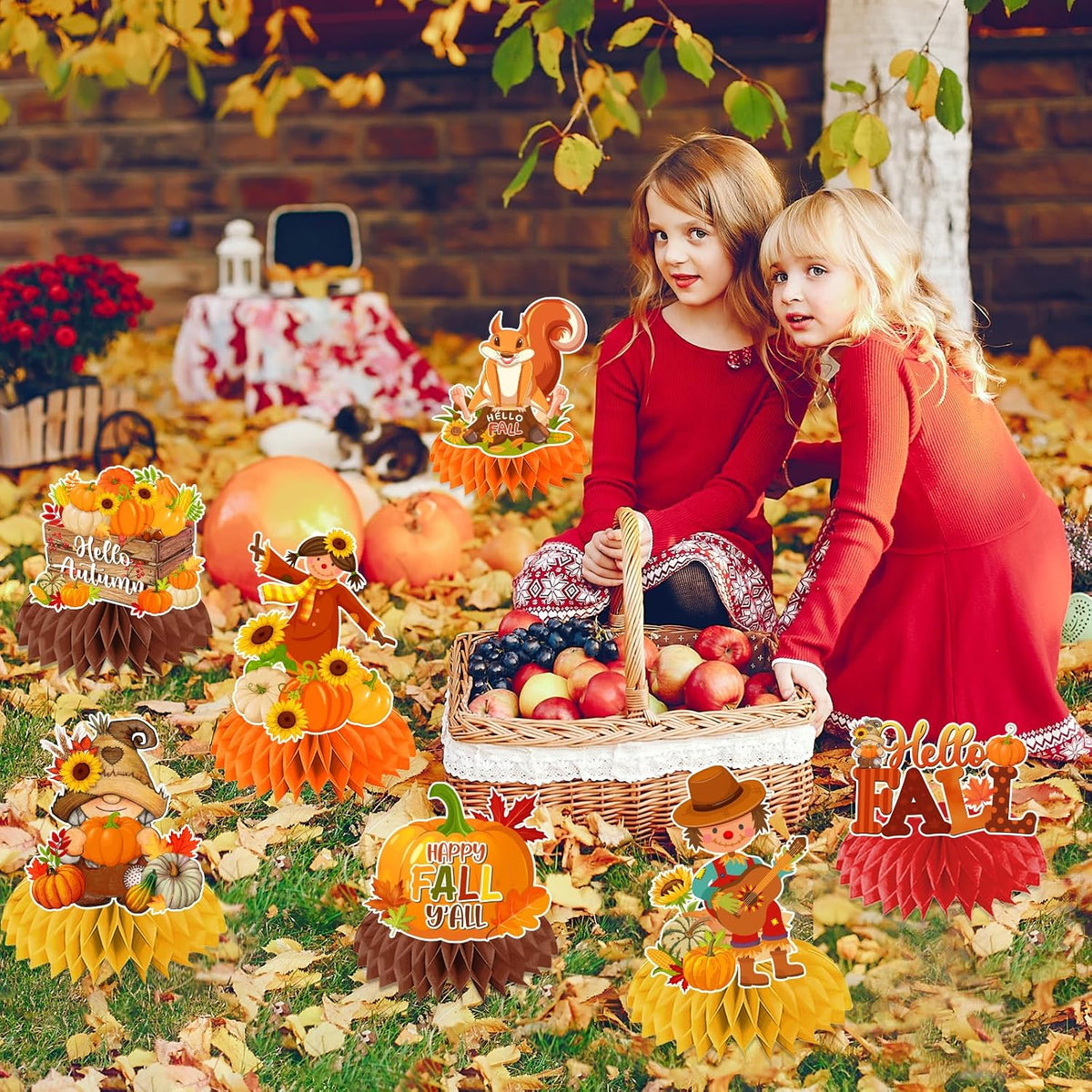 Fall Party Decorations Honeycomb Centerpieces, 12Pcs Fall Table Decorations Autumn Table Centerpieces for