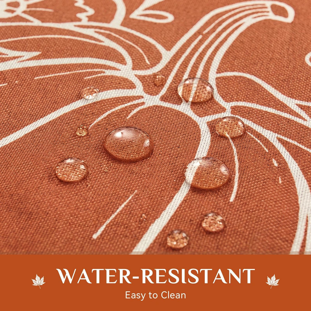Large Fall Tablecloth Rectangle 60x104 inch, Faux Linen Autumn Table Cloths with Maple Leaves & Pumpkin, Water