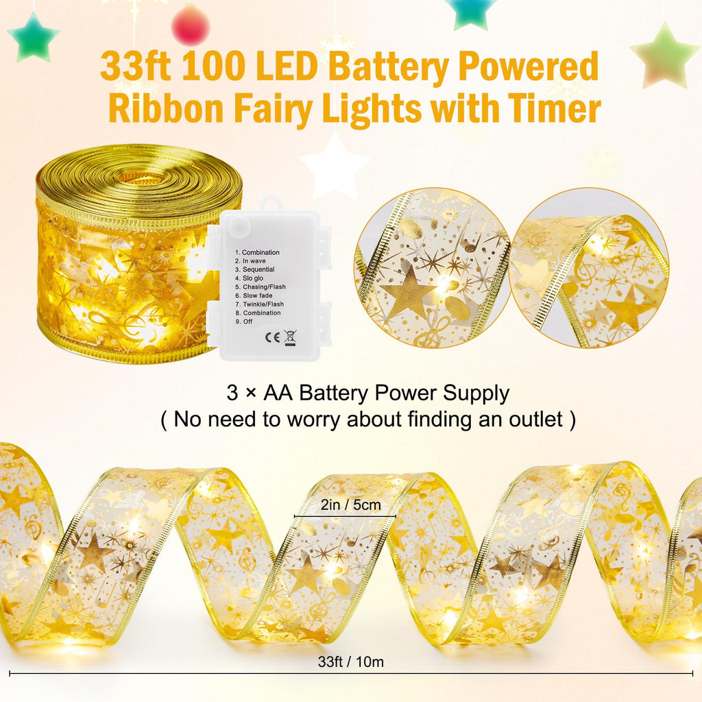 Christmas Tree Ribbon String Lights