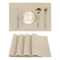 Beige Placemats Set of 4 - Heat-Resistant, Non-Slip Table Mats, Washable Woven Vinyl for Indoor & Outdoor Dining
