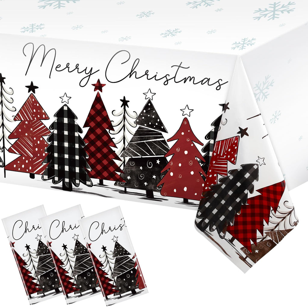 3 Pack Christmas Table Cloth Xmas Tree Tablecloth Buffalo Plaid
