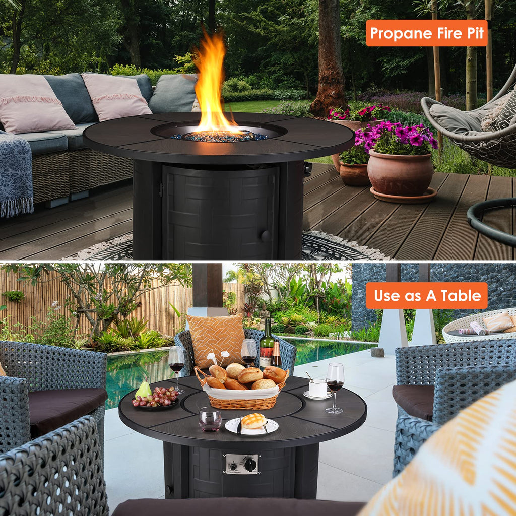 42-Inch Round Propane Fire Pit Table, 50,000 BTU