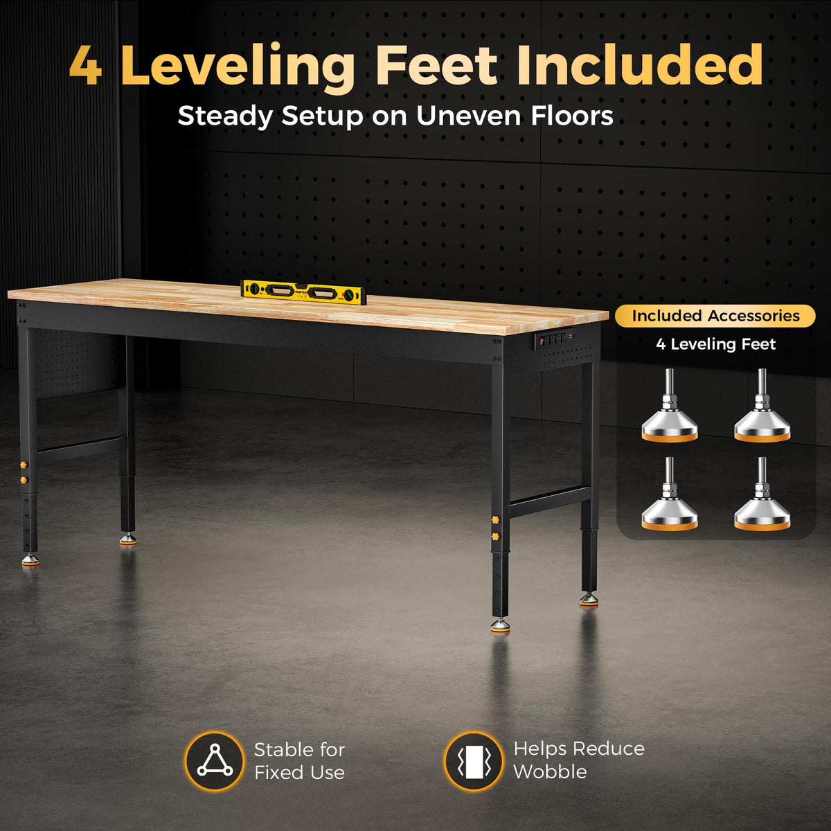 70" Garage Work Bench with Wheels, Pegboard & Power Outlet