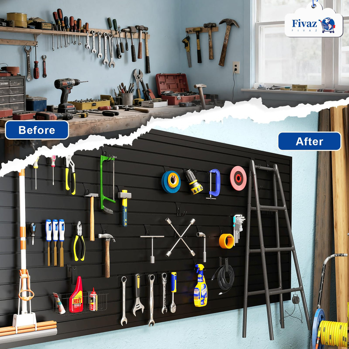 PVC Slatwall Panels, 4 ft x 8 ft Garage Wall Storage Systems, Black