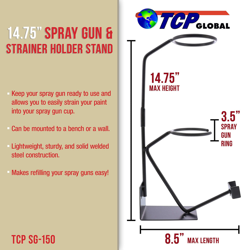 TCP Global Gravity Feed Paint Gun Holder - Wall or Bench Mount, HVLP Spray