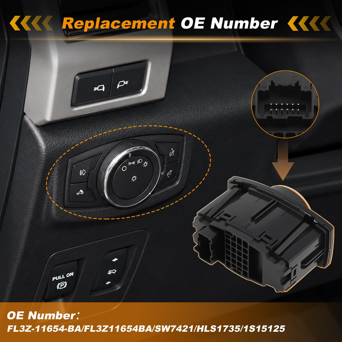 SWITCHRISE SW7421 Headlight Fog Light Switch for Ford F-150 2015-2022