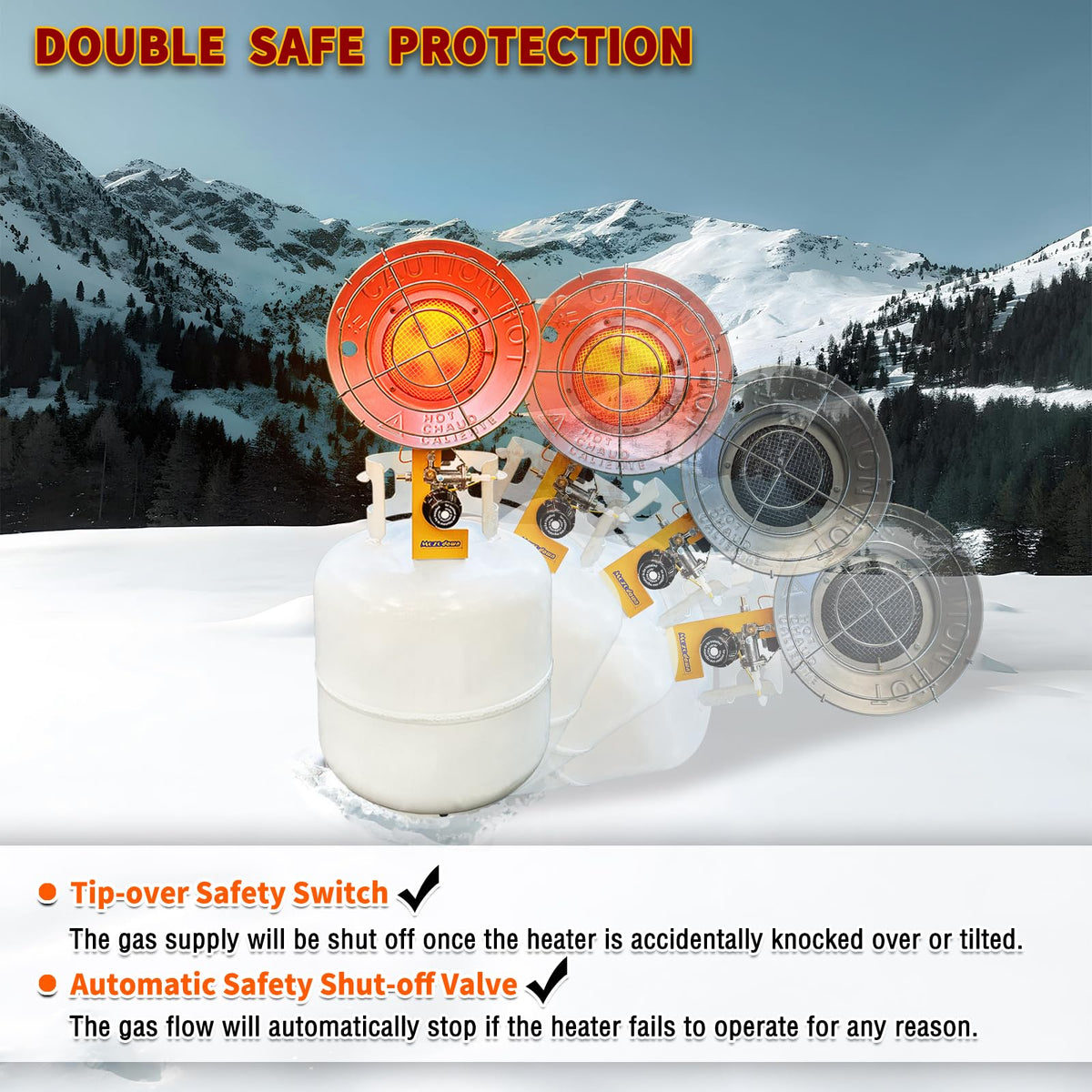15,000 BTU Single Tank Top Propane Radiant Heater, Outdoor Portable Propane Tank Top Heater with Shut-off Valve and