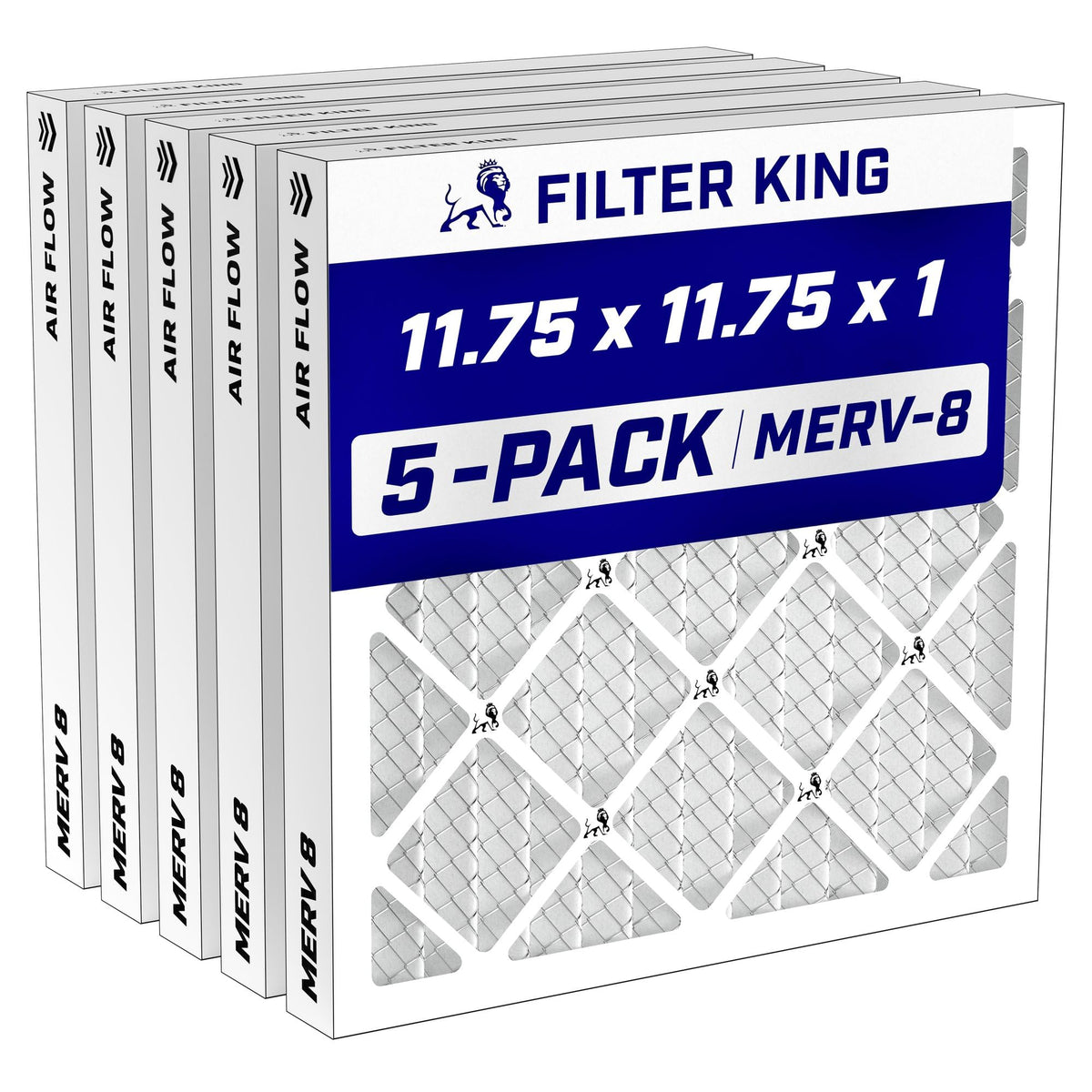11.75x11.75x1 Air Filter MERV 8, AC Furnace Filters (5-Pack)