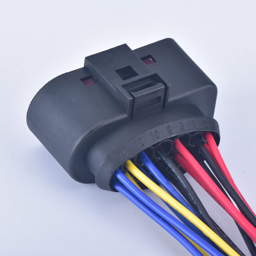DECKBU 14 Pin Car Xenon HID Pigtail Plug Headlight Lamp Plug Socket Housing Automotive Waterproof Connector for Audi A4 S4 A5 S5 A6 Q3 Q5 TT VW Beetle Golf Jetta Passat Seat Skoda 1J0973737