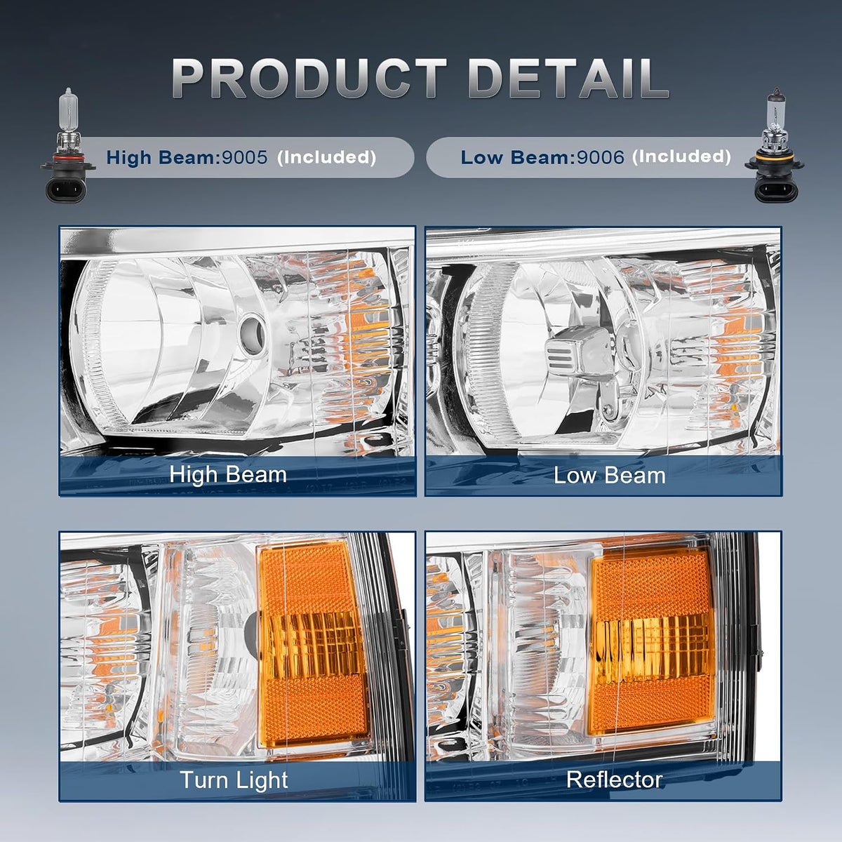 KUIPERAUTO Headlight Assembly Front Lamp Compatible with 2007-2013 Chevy Chevrolet Silverado 1500 2500HD 3500HD Chrome Housing/Clear Lens/Amber Corner with Bulb