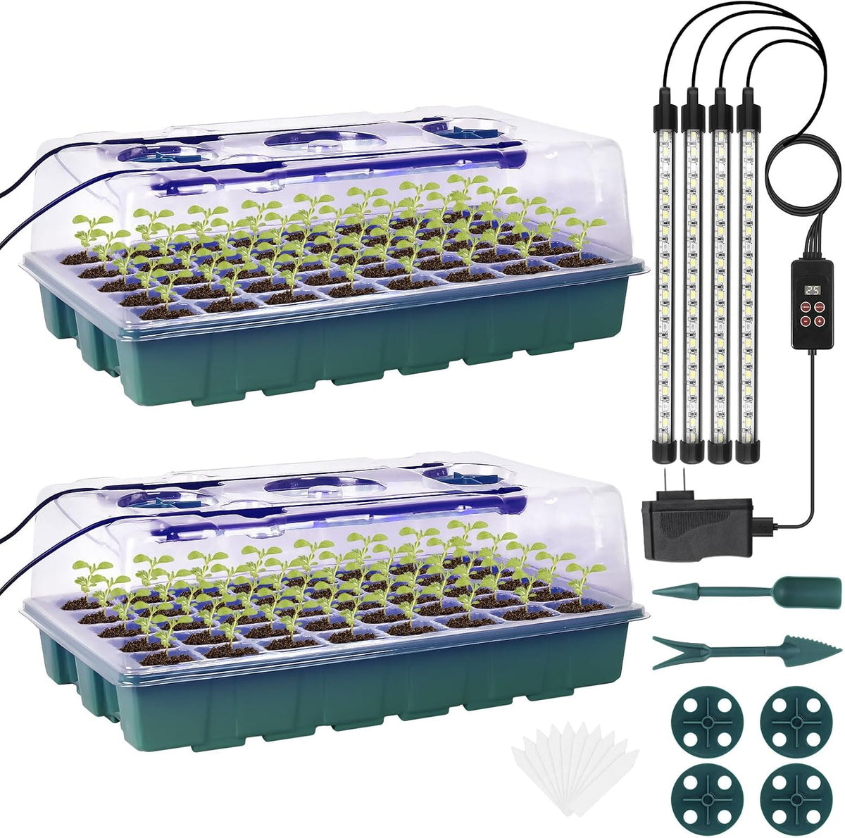 Seed Starter Tray with Grow Light, Intelligent Display Digital Controller, 80 Cells Seed Starter Kit with Humidity