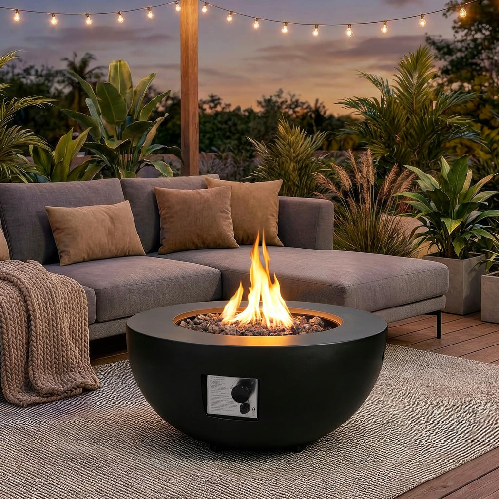 31.5'' Round Propane Fire Pit Table for Outside Patio