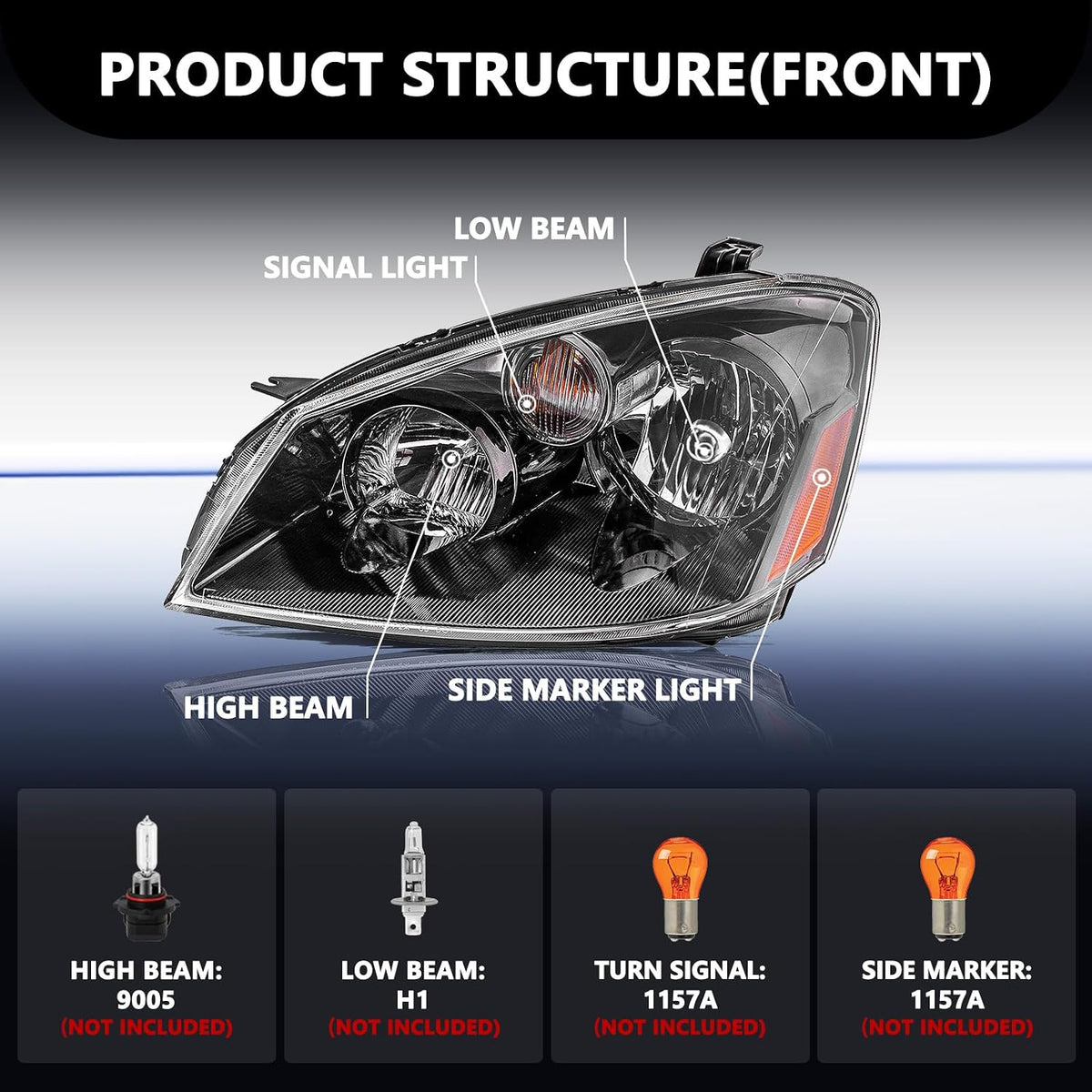 Aosky Halogen Model Headlight Assembly Fit for 2005-2006 Nissan Altima, OEM Style Driver Left Side Headlamp