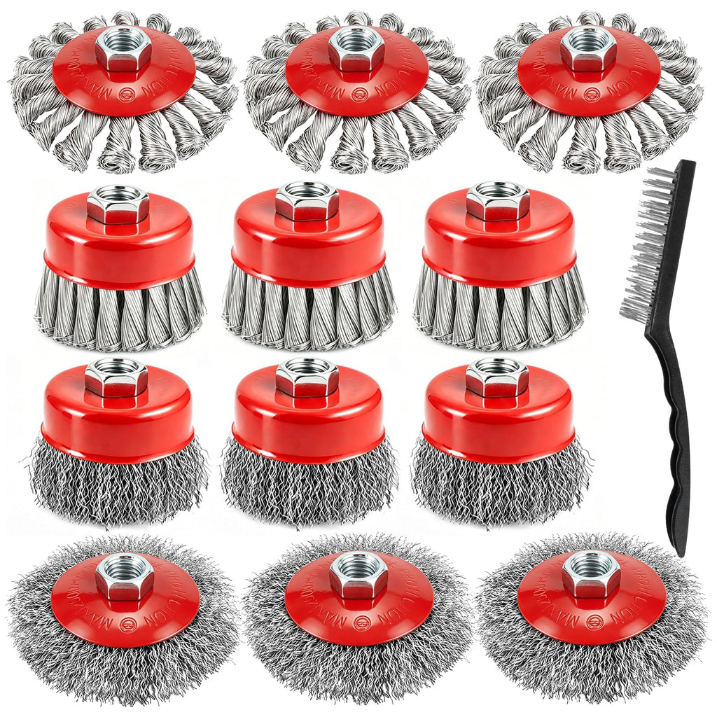 SBGGRL 13-Pack Wire Wheel for Angle Grinder, Heavy Knotted & Crimped Brush