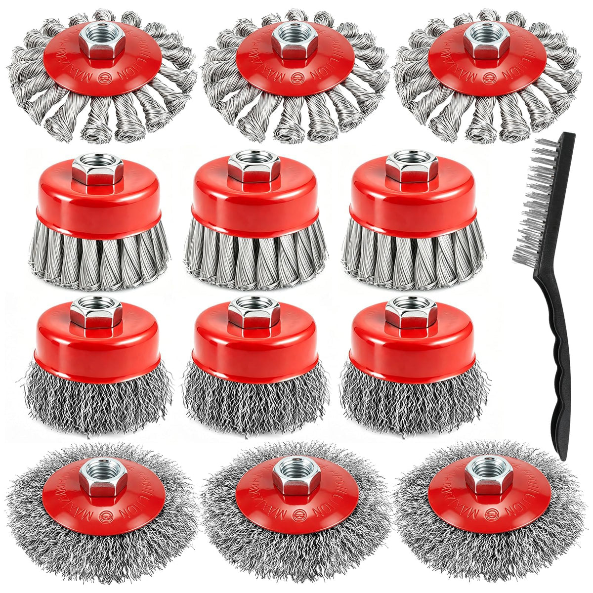 SBGGRL 13-Pack Wire Wheel for Angle Grinder, Heavy Knotted & Crimped Brush