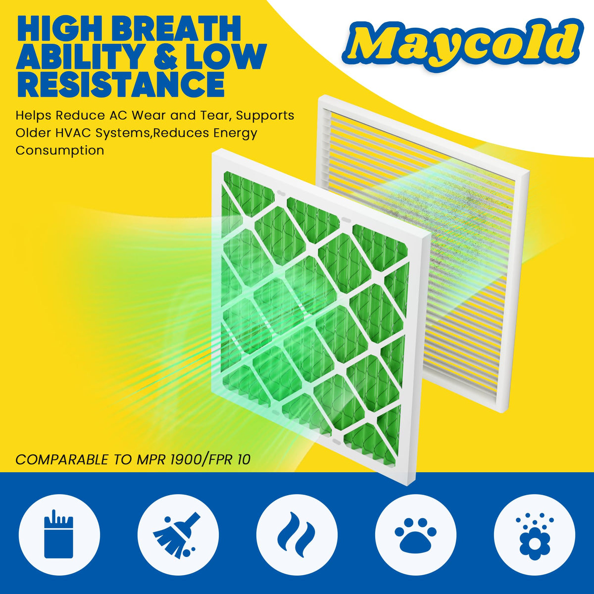 MERV 13 10x20x1 Air Filter (4-Pack), High-Efficiency Pleated AC & Furnace Filters, Actual Size: 9.70” x 19.70” x