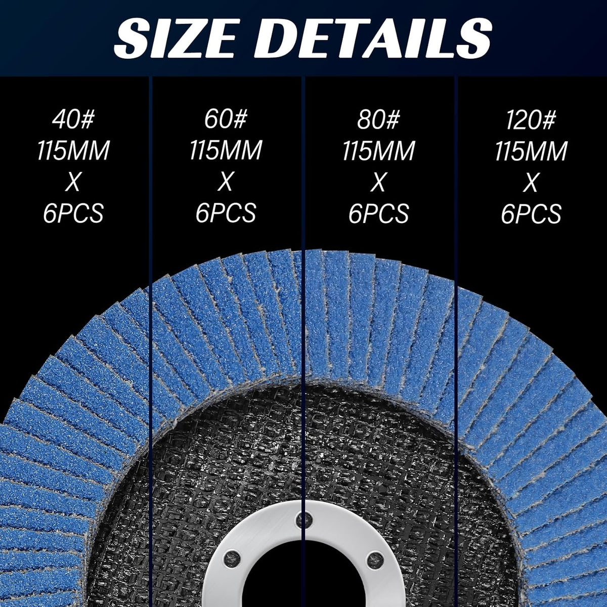 24 Pack Zirconia Flap Discs 4 1/2 for Angle Grinder 40 60 80 120 Grit