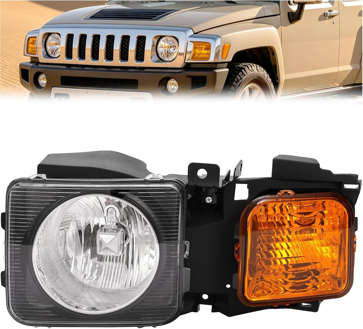 HECASA Headlight Compatible with 2006-2010 Hummer H3 H3T