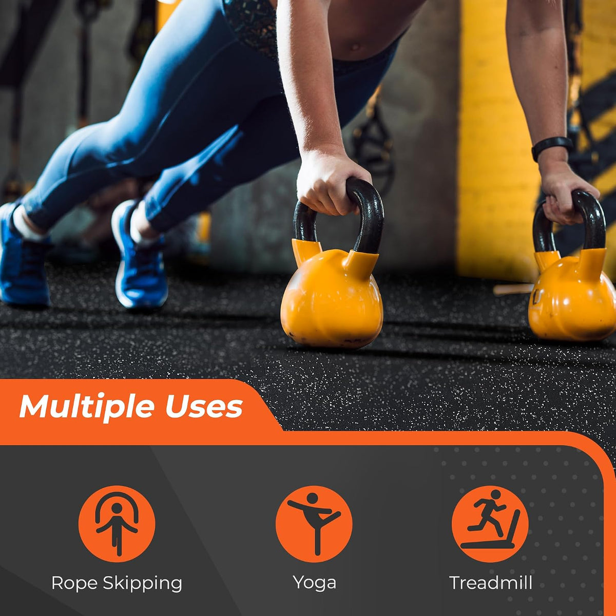0.4'' Thick 12 Pcs 48 Sq Ft Rubber Top Exercise Equipment Mats, High Density EVA Foam Mats with Rubber Top