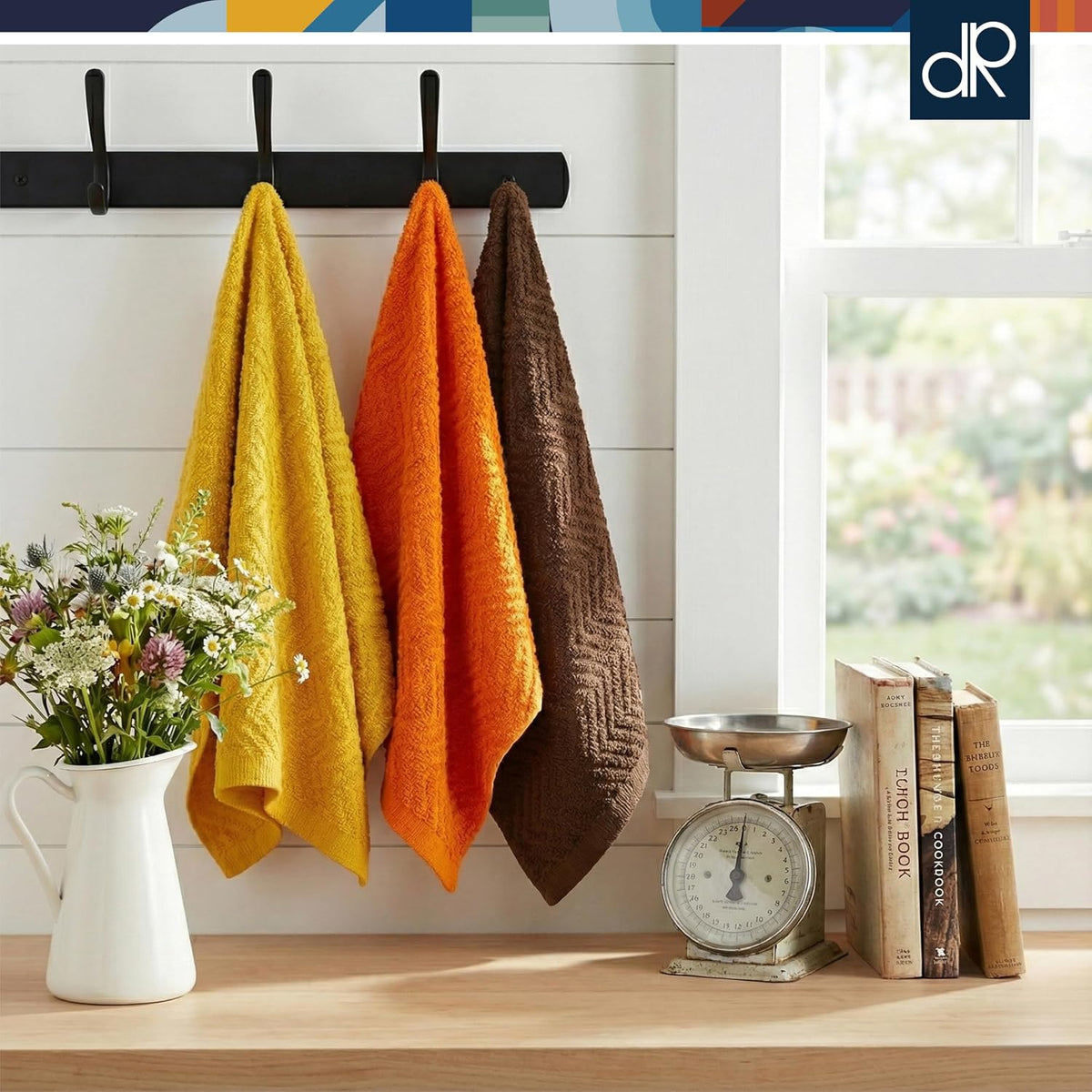 100% Cotton Kitchen Towels 15x25 in, Rustic Set (Pack of 4)