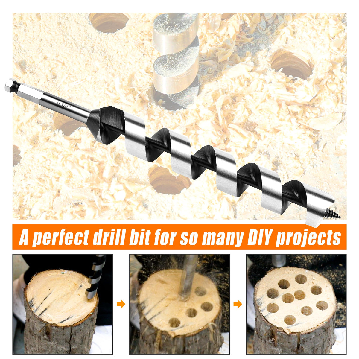 5/8 Inch x 12 Inch Auger Drill Bit for Wood,5/8 Inch Hex Shank