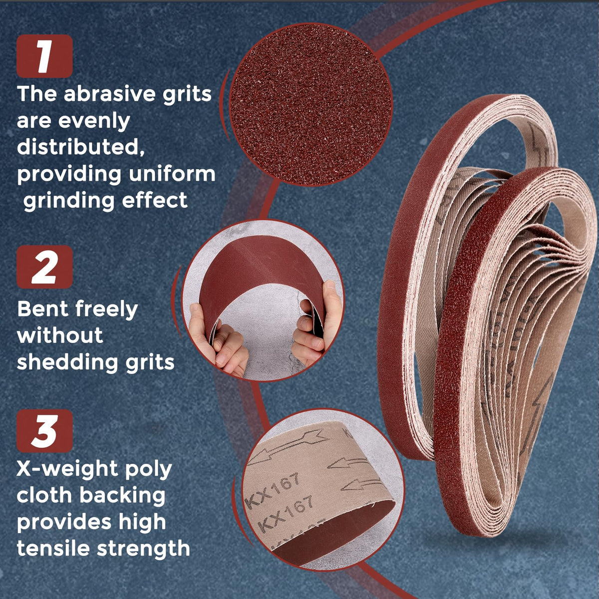 Kozelo 2 Pcs Sanding Belts 6 x 89 Inch 320 Grit Aluminum Oxide