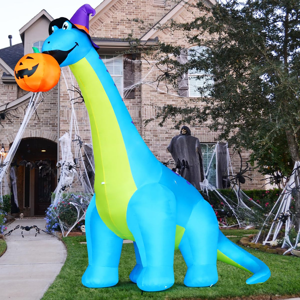 Halloween Inflatables 10 FT Dinosaurs Eating Pumpkin Decorations