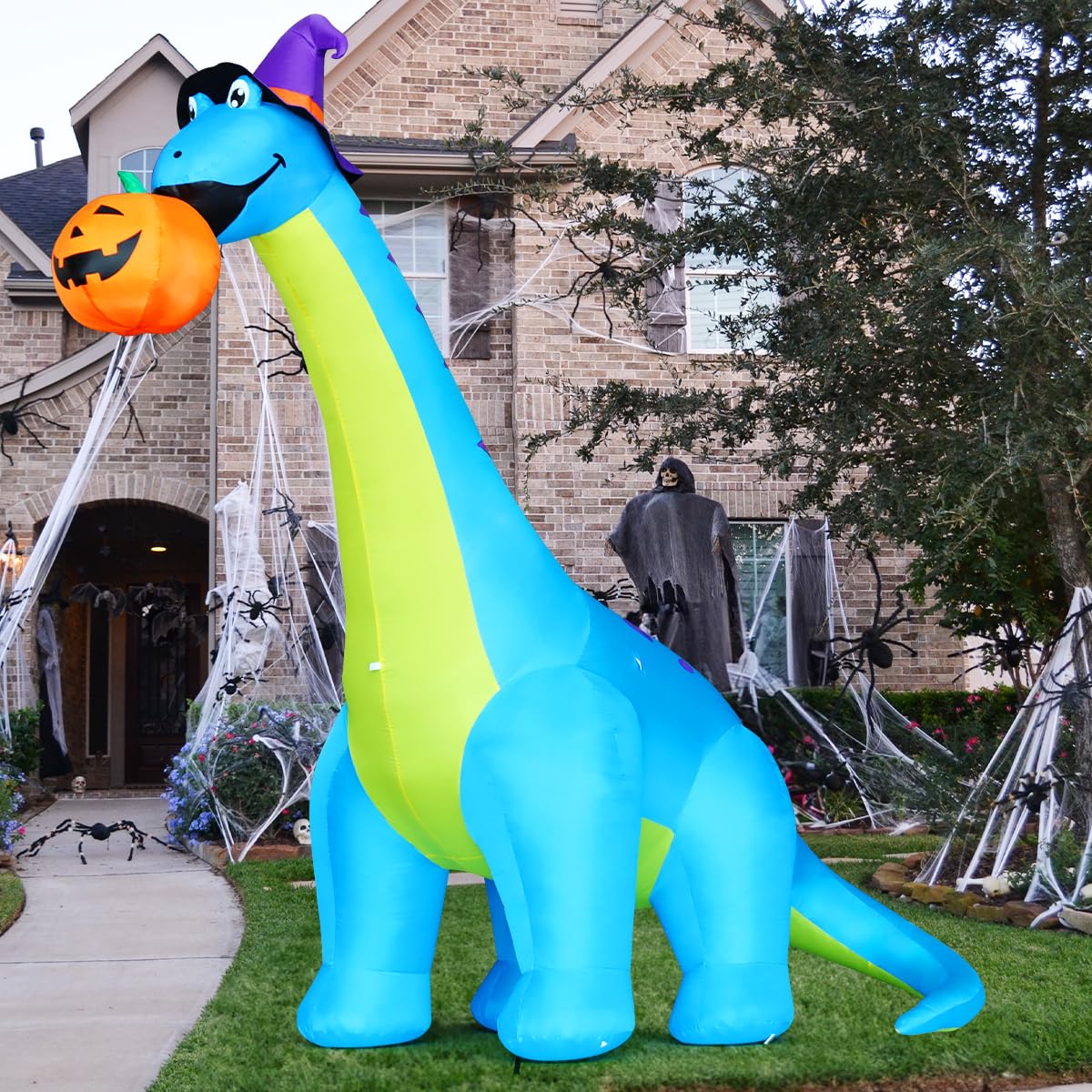 Halloween Inflatables 10 FT Dinosaurs Eating Pumpkin Decorations