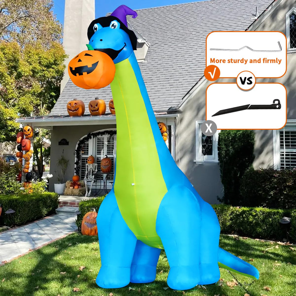 Halloween Inflatables 10 FT Dinosaurs Eating Pumpkin Decorations