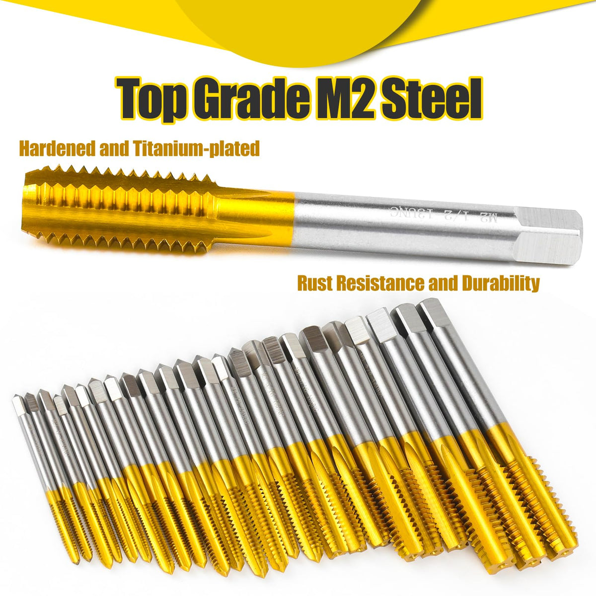3Pcs M6 x 1.0 Thread Tap for Metal,Taper+Plug+Bottom Threading Hand Tap