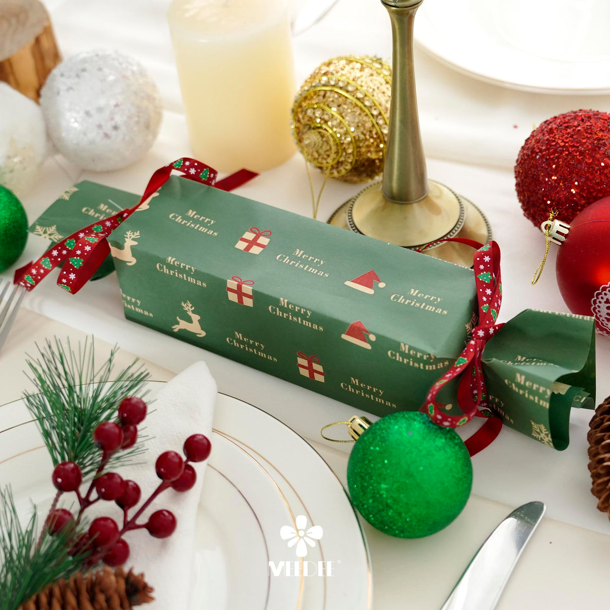 3/8 inch 100 Yards Assorted Christmas Ribbon - Pack of 20 in Red