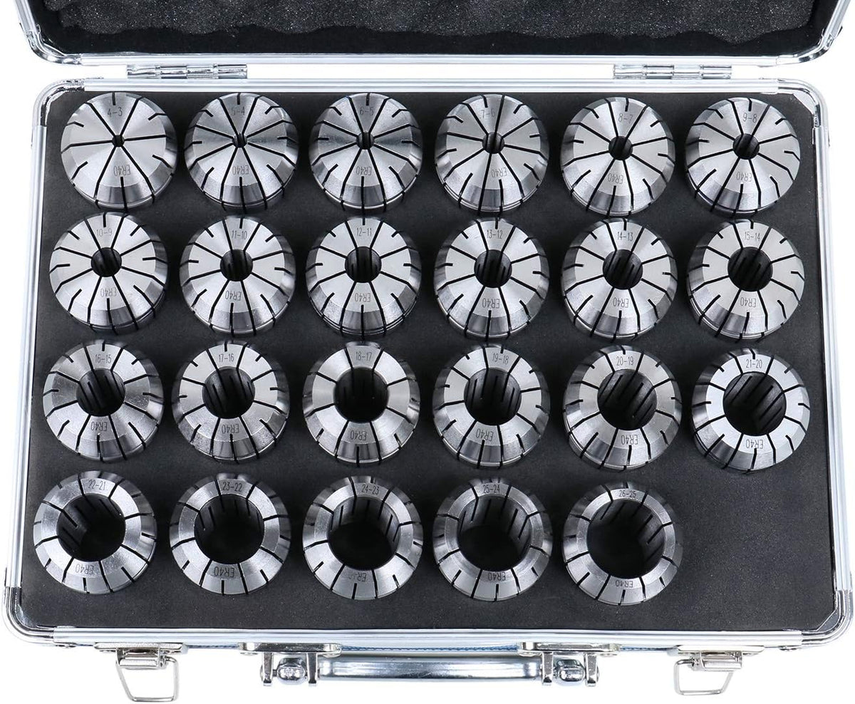 Accusize ER40 Metric Collet Set 4-26mm x 1mm, 23 Pc, 3350-0586