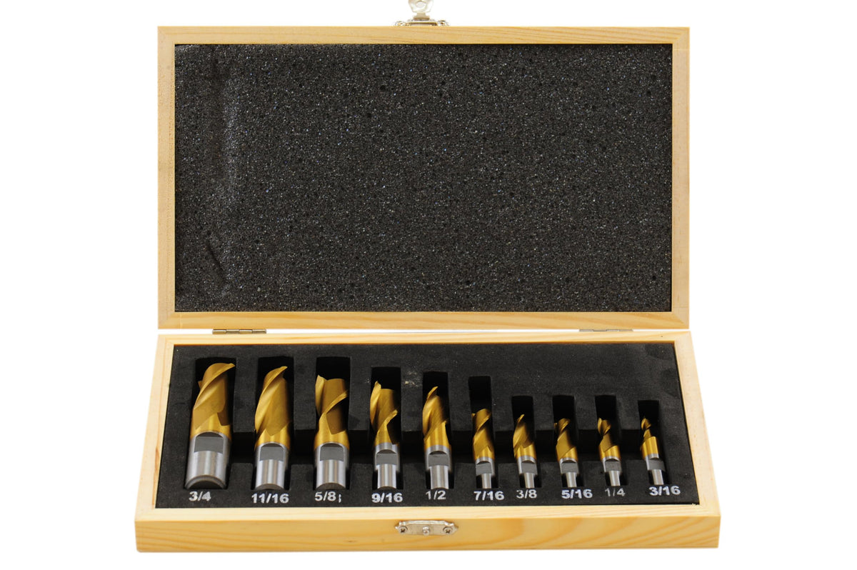 Shars 3/16-3/4" (10PCS) HSS Tin Coated (2 Flute) Single End Mill Set 404-5870 P