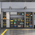 Metal Garage Storage Cabinets System, 6 Piece Workshop Steel Cabinet Set, Rolling Garage Cabinets for Tools, Lockable