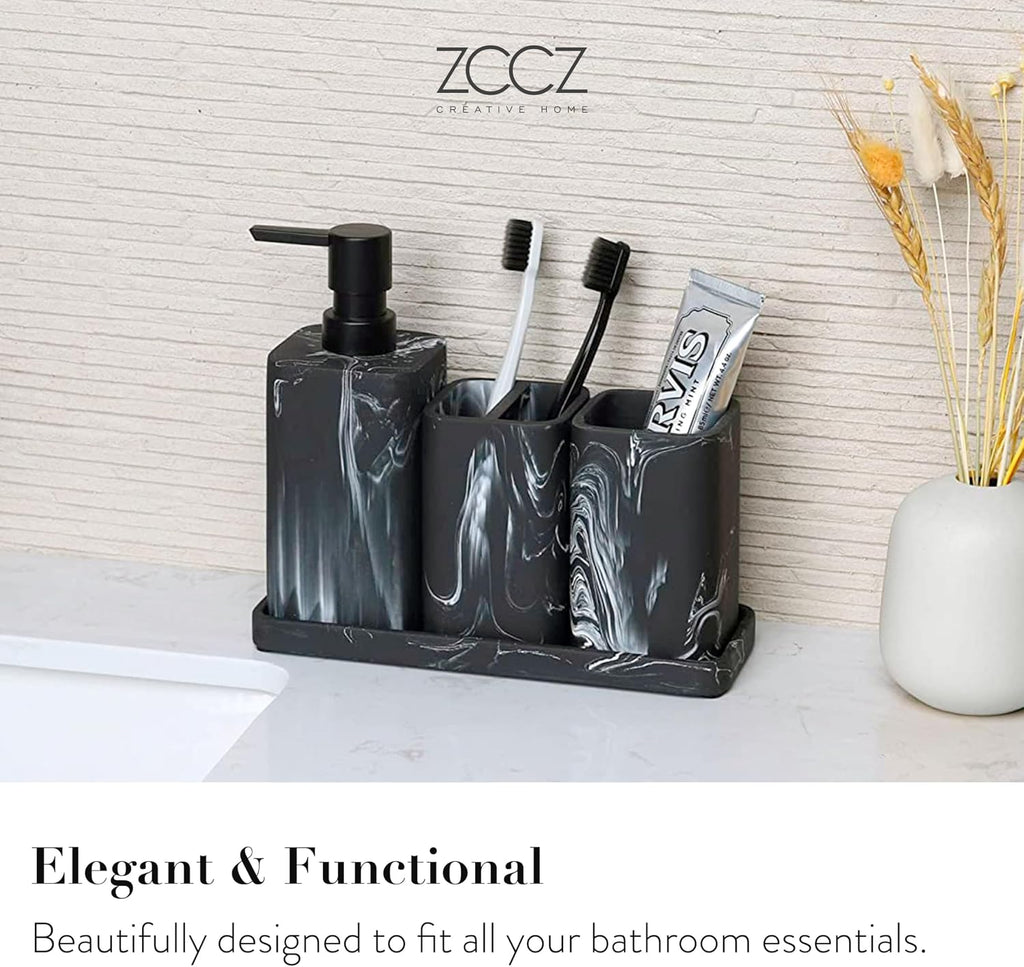 Bathroom Accessory Sets, 4 Pieces Bathroom Accessories Complete Set Vanity Countertop Accessory Set, Includes Lotion