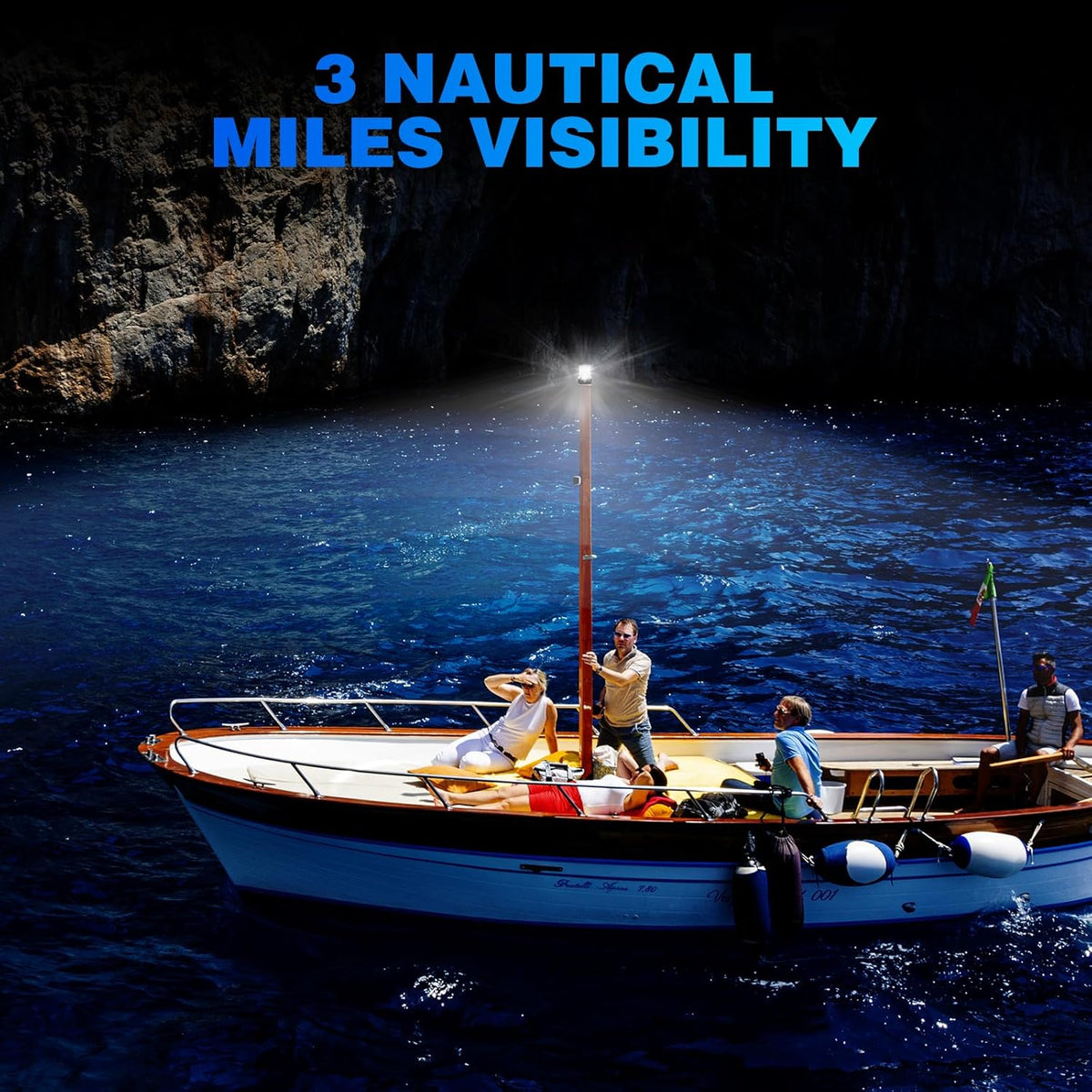 Mast Head Anchor Light, 3NM Visibility 360° Boat All Round Light, White LED Boat Navigation Lights for Marine, Sailboat, Pontoon, Cabin Cruiser Boats and Fishing Boats