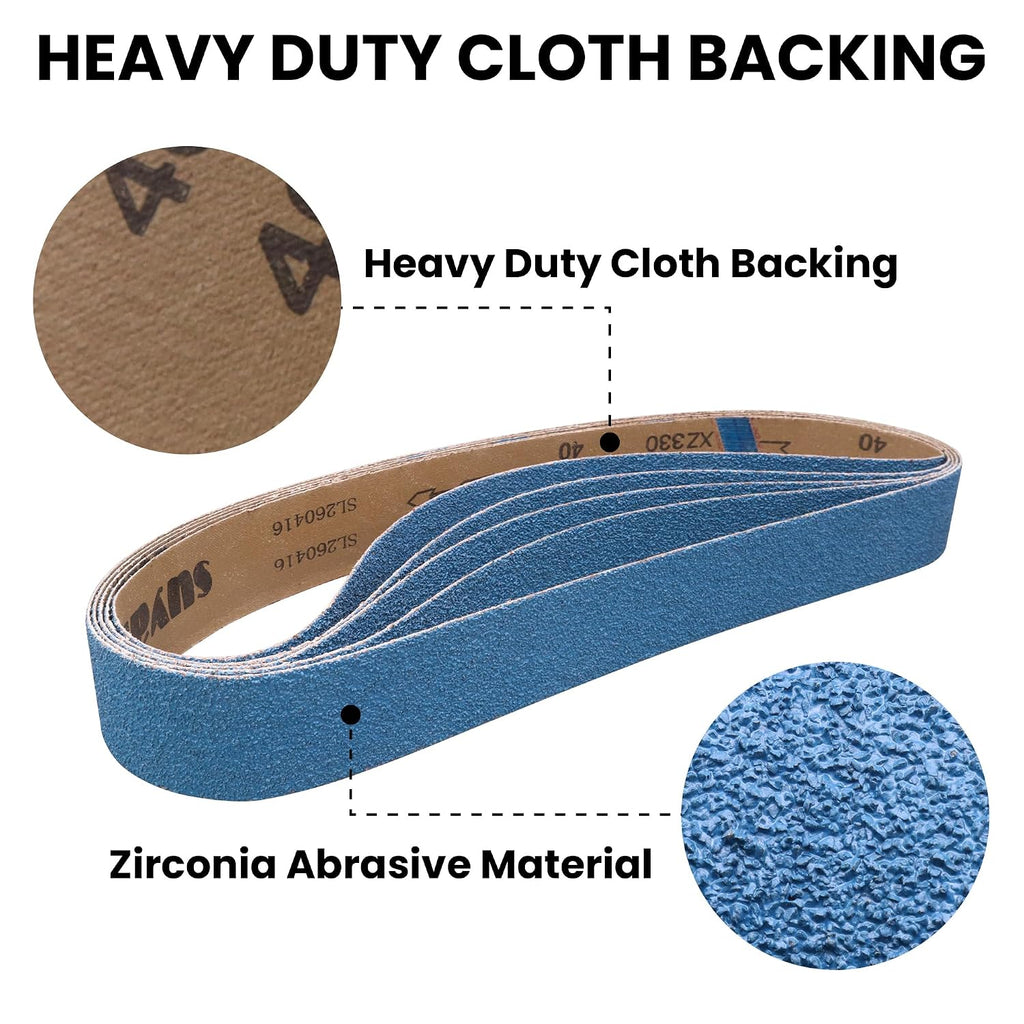 10 Pack 2x42 Sanding Belts 40 Grit Zirconia for Metal Belt Sander