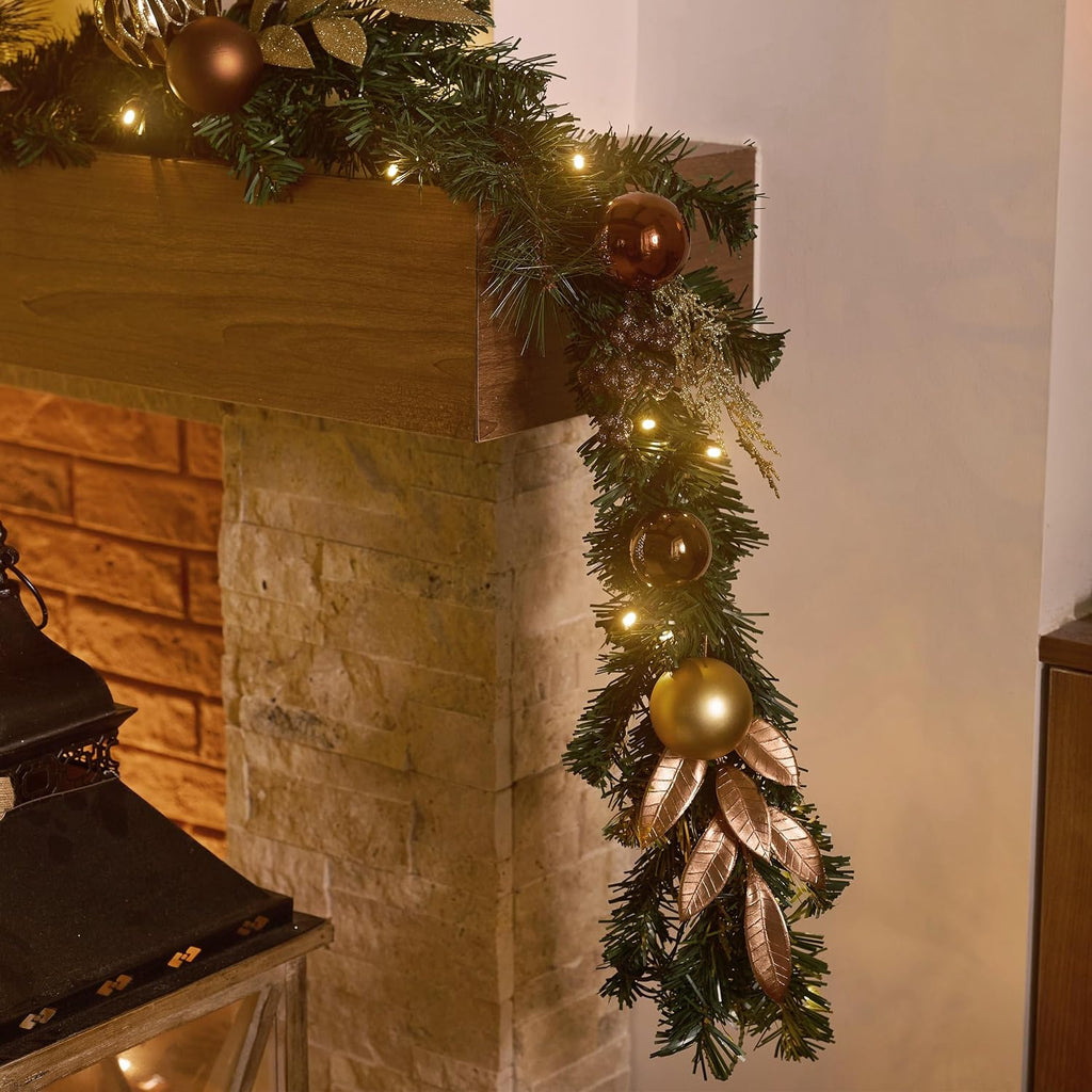 9 Ft Pre-Lit Christmas Garland with Lights for Mantle
