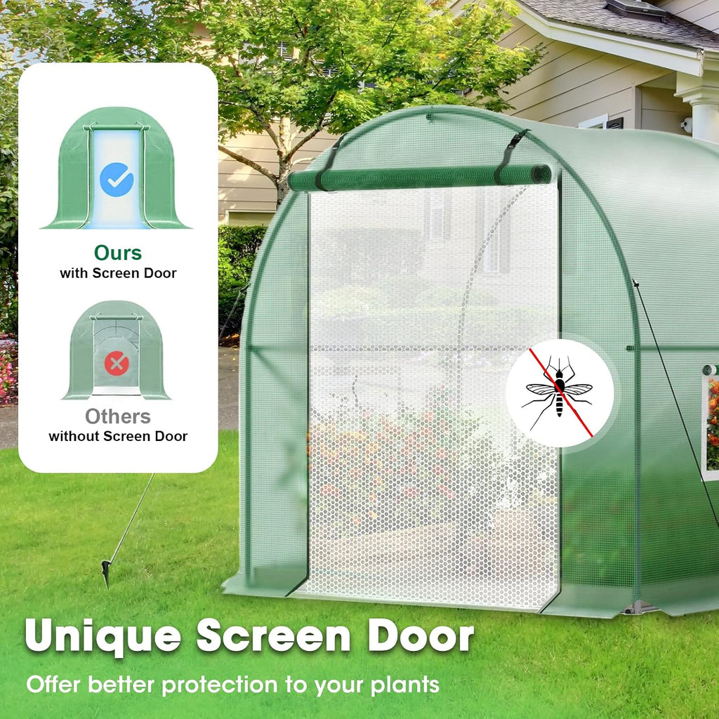 Walk-in Greenhouse, 10x7x7 FT Heavy Duty Tunnel Green House for Outdoors, Portable Green Houses for Outside, Winter