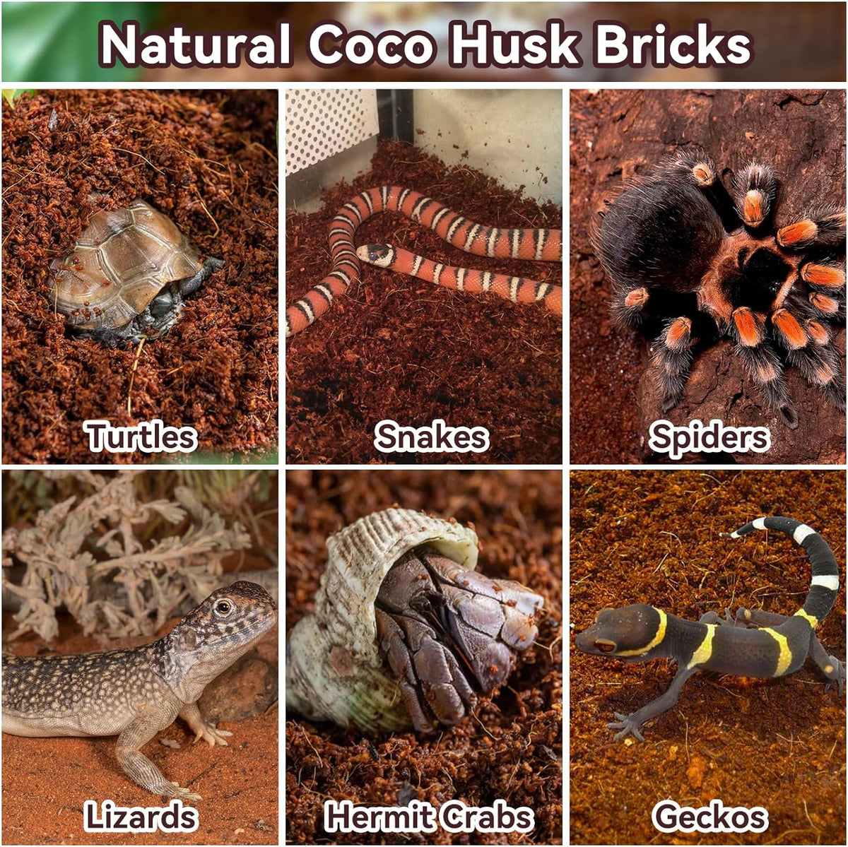2 Pack Coconut Fiber Substrate, Natural Coco Coir Reptile Bedding