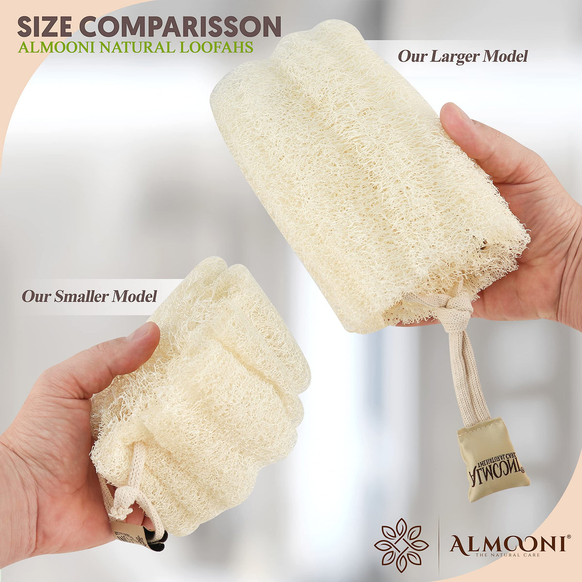 Mini Natural Loofah Sponge, Egyptian Shower Sponge, 3 Count