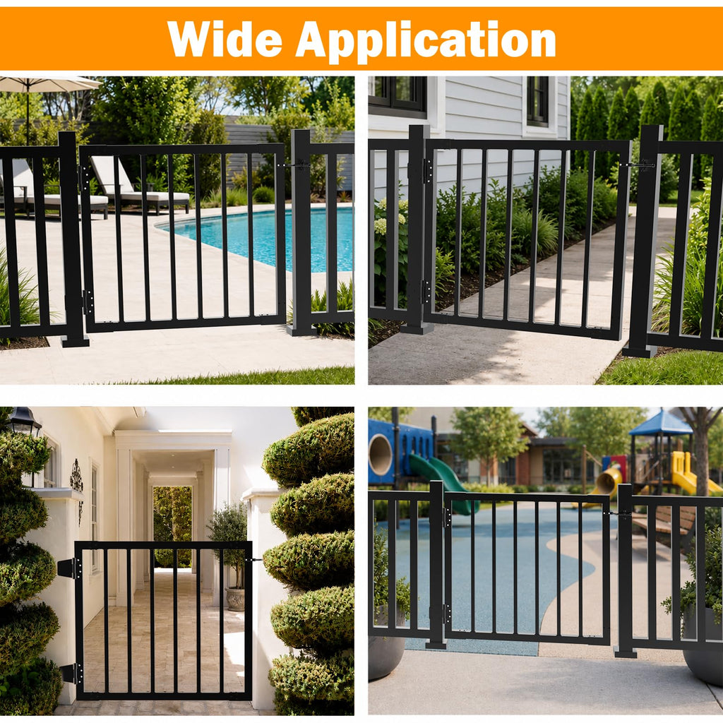 32" H x 36" W Heavy-Duty Weatherproof Aluminum Outdoor Deck & Patio Safety Gate with Rust-Proof Hinges & Latch