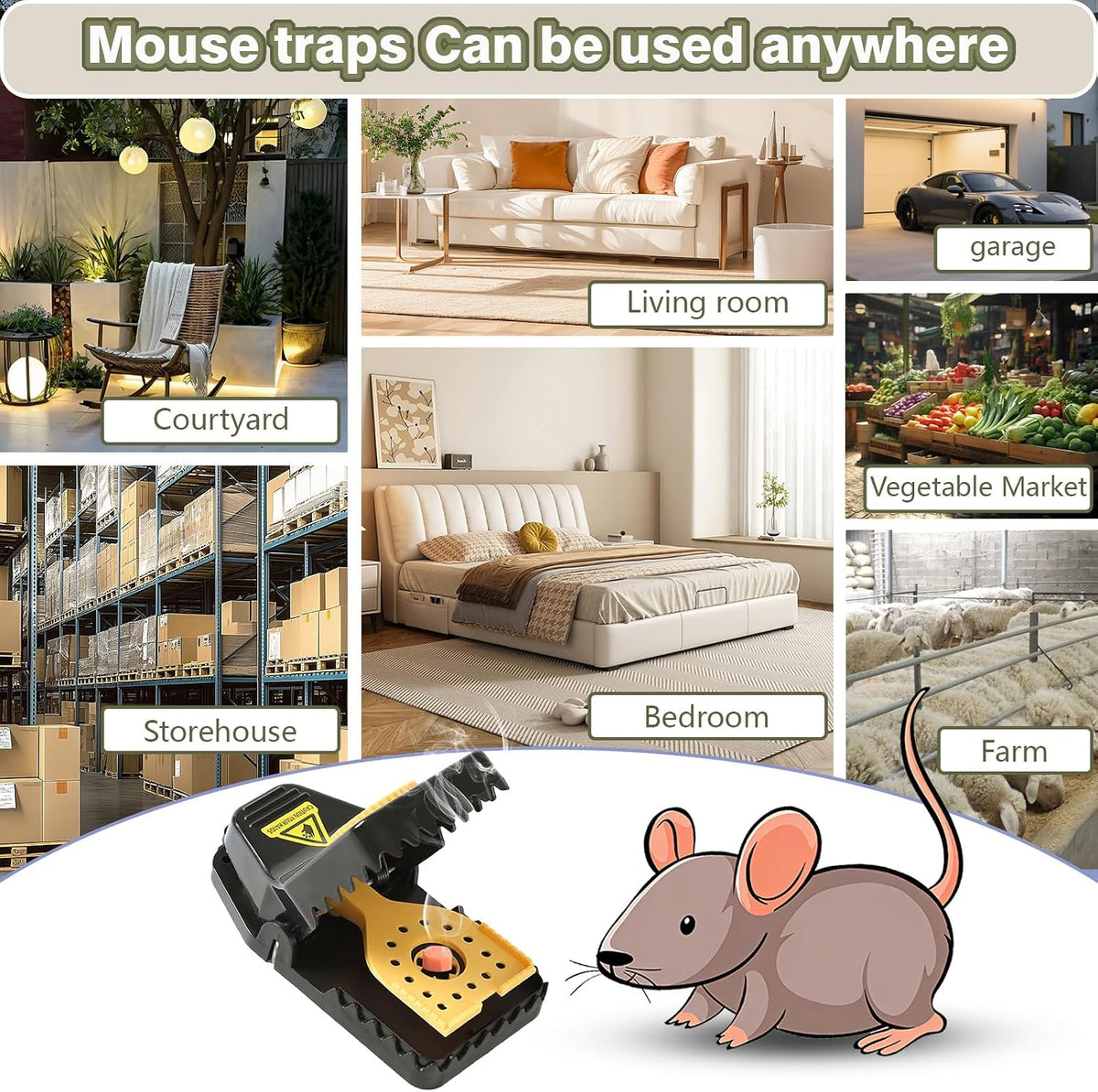 Mouse Traps - Rat Trap Quick Effectively Best Mouse Trap Mousetraps Indoor Outdoor Reusable Mouse Traps, Safe No