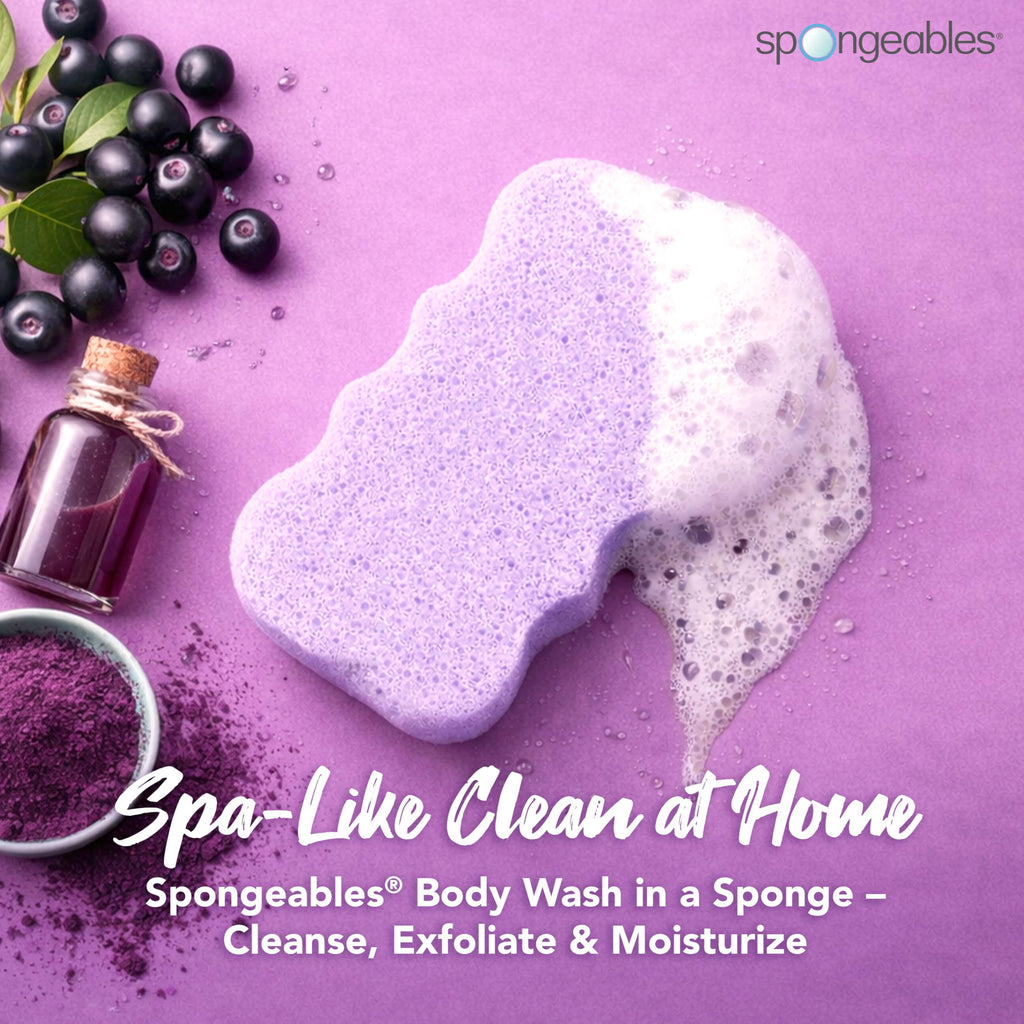 Body Wash in a 20+ Wash Sponge, Acai Berry, 3 Count
