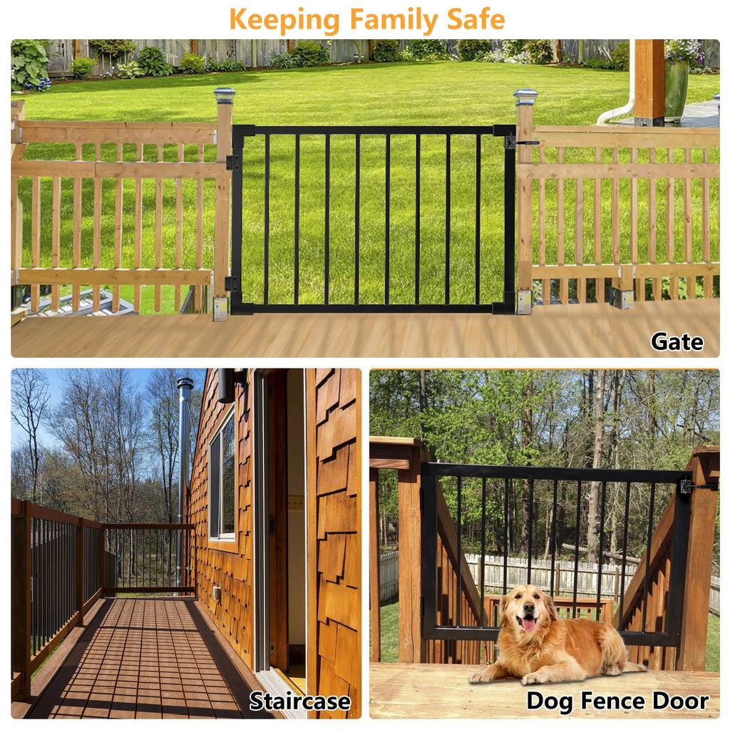 32.5" H Heavy-Duty Weatherproof Aluminum Outdoor Deck & Patio Safety Gate for Porch, Deck & Stairway Entry