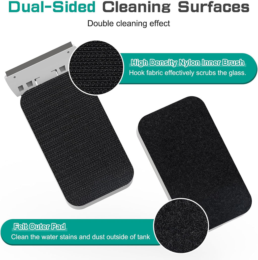 Aquarium Glass Cleaner, Double-Side Algae Scraper with 2 Blades